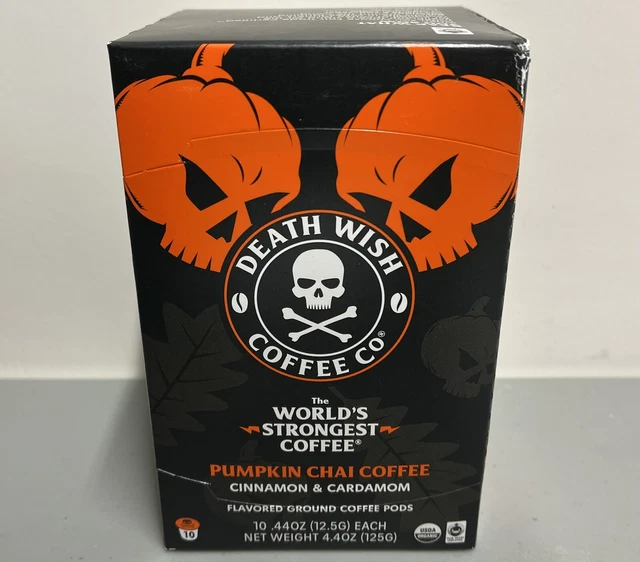 Death Wish Coffee Pumpkin Chai K-Cups Medium Roast 10-Count Pods Cinnamon 06/23