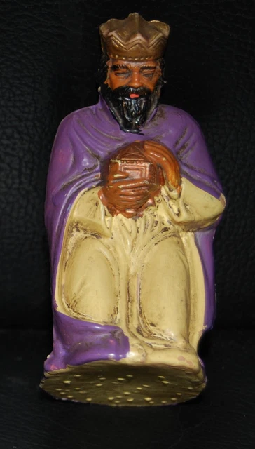 Sehr Alte Krippenfigur  Heiliger König kniend -ca.8,5 cm hoch  Hartplastik