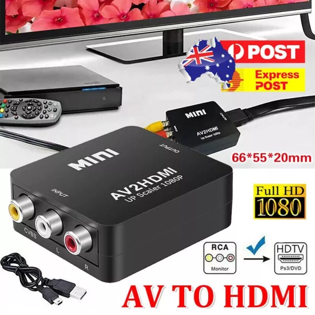 RCA AV to HDMI Converter Adapter Composite AV2HDMI Converter 1080P HDTV/DVD AU