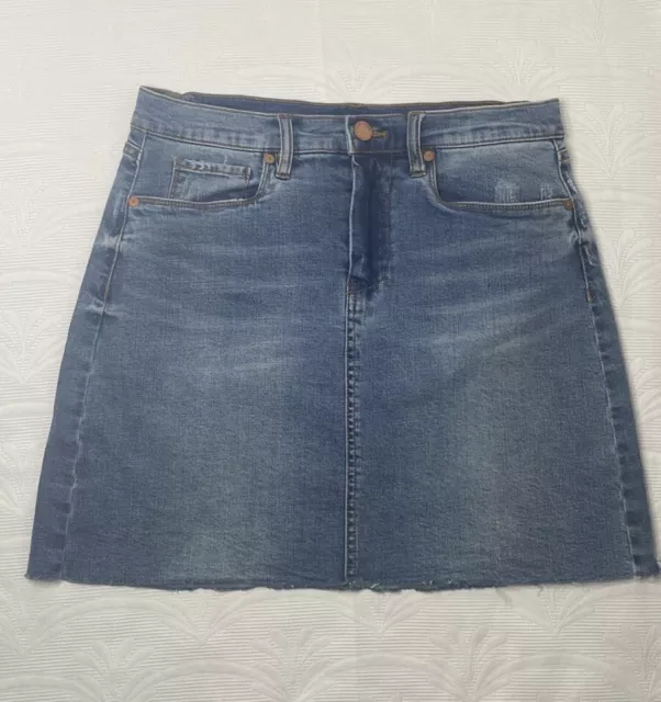 Blank NYC Skirt Women's Size 28 Blue A-Line Denim Mini Skirt Raw Hem