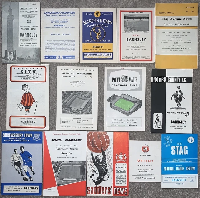RARE 1960S BARNSLEY FC AWAY FOOTBALL PROGRAMME COLLECTION Bundle BFC