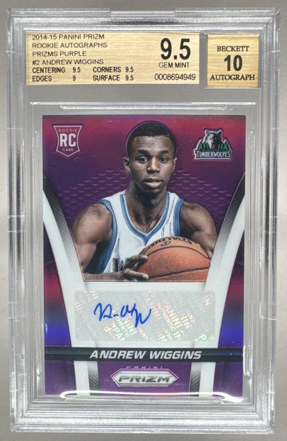 ANDREW WIGGINS 2014 Panini Prizm Purple Rookie RC Auto /99 BGS 9.5