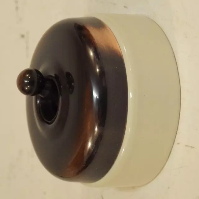 Classic Electric smooth shallow florentine bronze switch 30 W FB white porcelain