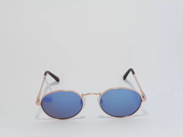 Aj Morgan Oval Frame Metal Sunglasses Rose Gold Blue Mirror 51-20-133 New