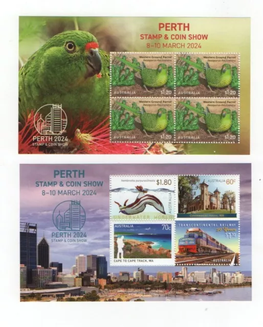 2024 AUSTRALIA Lot of 2 different PERTH  Stamp and Coin Show M/S (Lot  MON2)