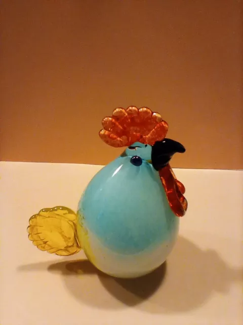 Multi-colored Hand Blown Art Glass Rooster