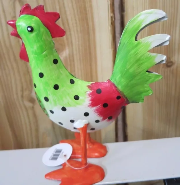 Statua Decorativa Gallina Mini Colorato Metallo Scultura Fatto Pasquale Figura H
