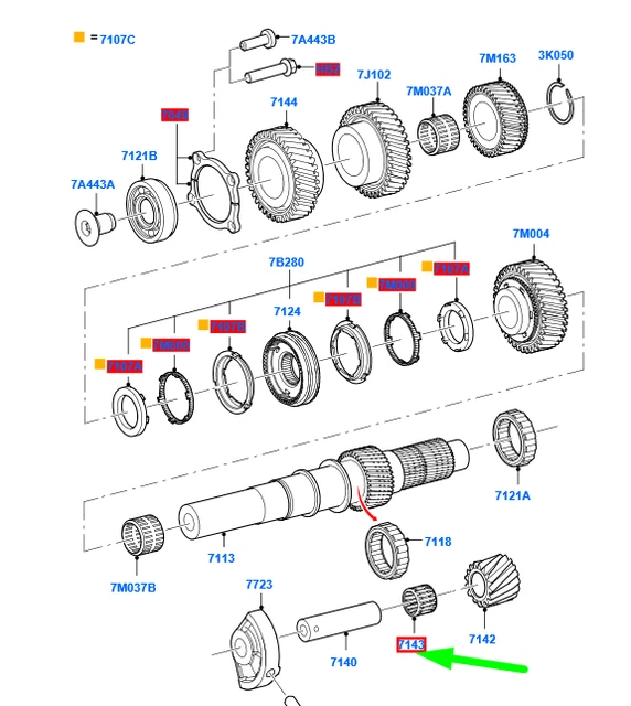 FORD RANGER T6 Trans Output Shaft Reverse Idler Gear Bearing 1577021