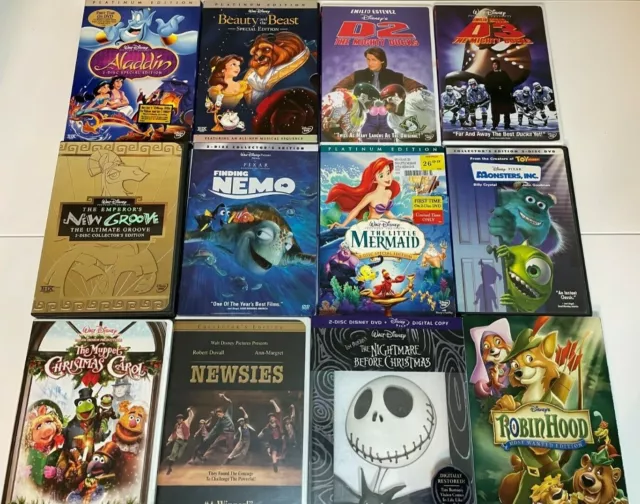 Lot of Disney & Pixar DVDs: Aladdin, Little Mermaid, Beauty and the Beast + MORE