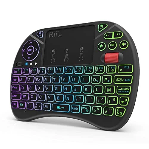 Rii Mini Nouveauté Clavier X8 Wireless Français Ergonomique sans Fil avec Tou...