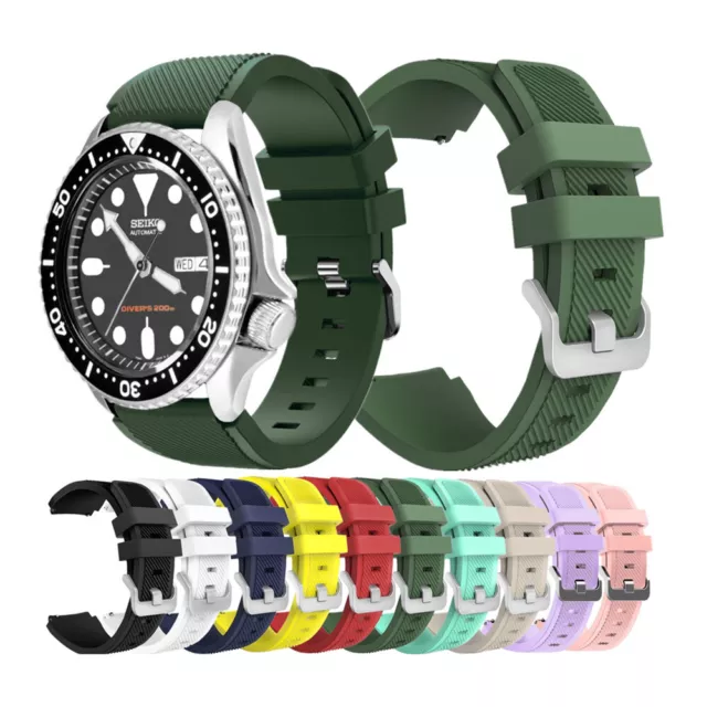 Replacement 22mm Rugged Silicone Sport Watch Band Strap For Seiko Diver's Watch