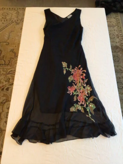 90s Robbie Bee black 100% silk dress