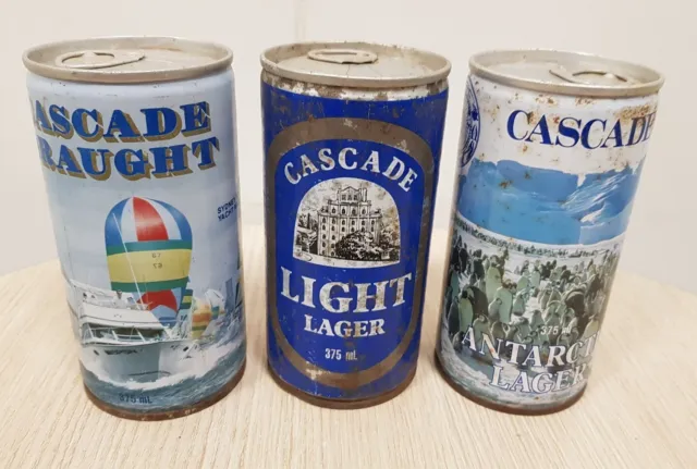 3x Vintage Cascade Draught and Lager 375ml Beer Cans Empty