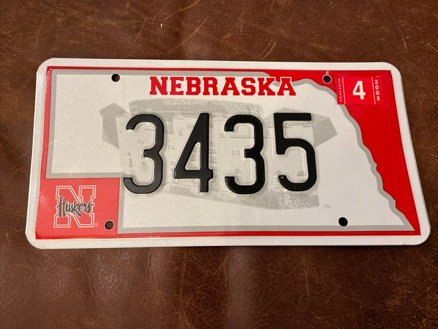 University of Nebraska Huskers License Plate Cornhuskers 2005 Tag # 3435