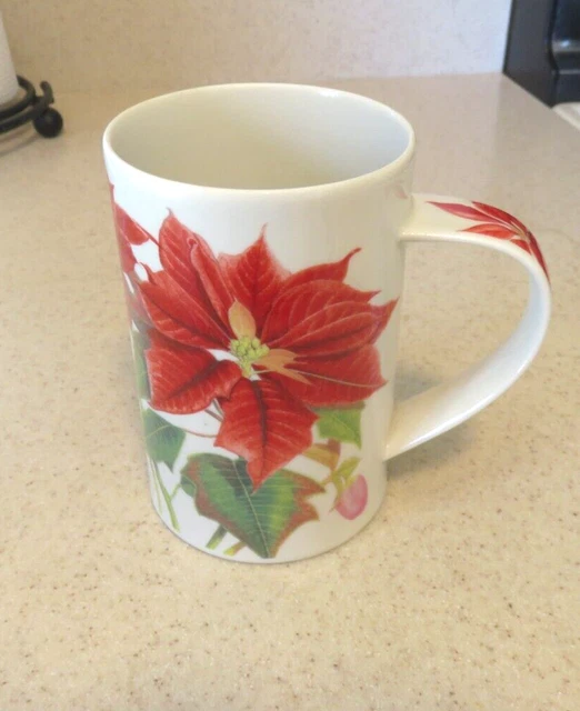 Dunoon Stoneware Scotland Poinsettia and Christmas Rose Tall Mug