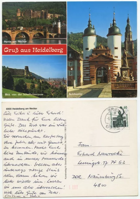 33202 - Gruß aus Heidelberg - Ansichtskarte, gelaufen 9.4.1990