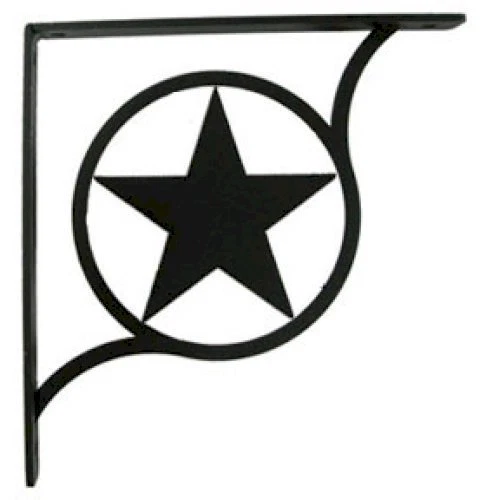 Wall Shelf Bracket Pair Of 2 Western Star Pattern Wrought Iron 5.25" L Crafting