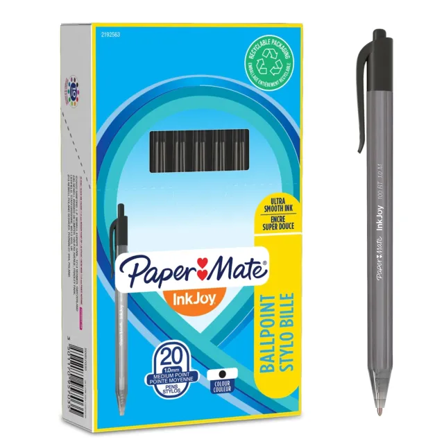 Paper Mate InkJoy 100RT stylo bille rétractable | pointe moyenne 10 mm | noir...