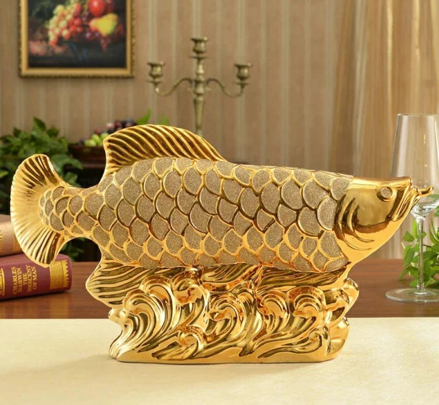 Gold Arowana Ornament Brings Money Happiness Fortune Good Luck Interior Japan