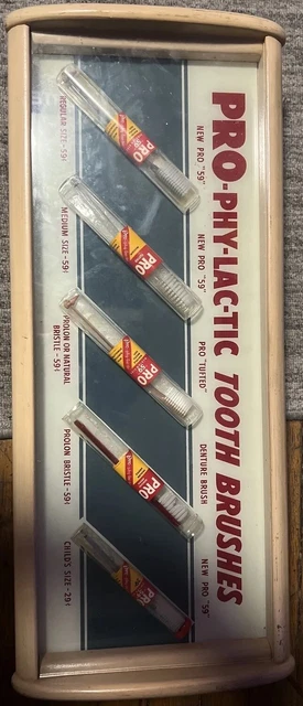 Vintage PRO-PHY-LAC-TIC drugstore TOOTHBRUSH advertising SIGN LIGHT Prophylactic