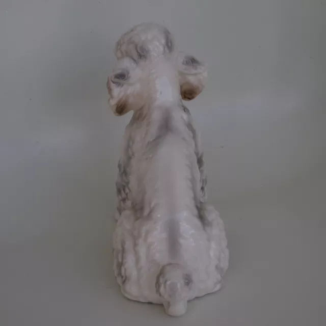 Vintage Napco Poodle Puppy Dog Figurine White Brown Large 7" 4