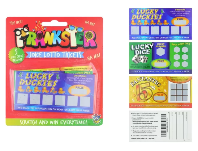 Funny Fake Winning Scratch Cards Lottery Tickets Joke Prank Trick Gag Gift