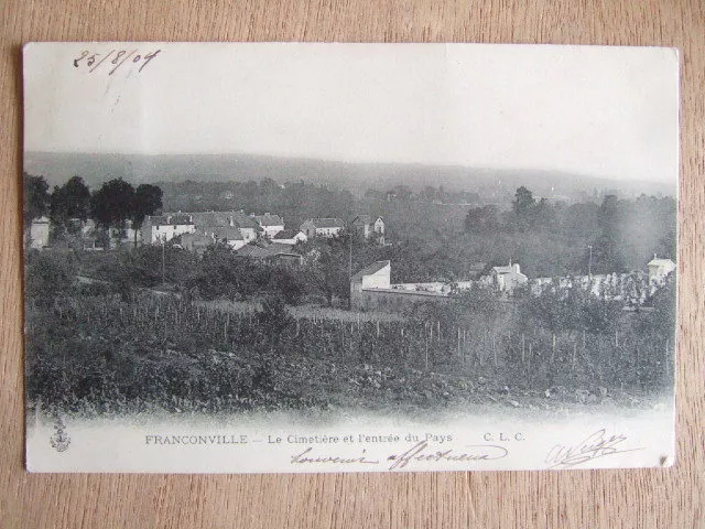 Cpa Franconville (95) Le Cimetiere Et L'entree Du Pays. Vue Generale.