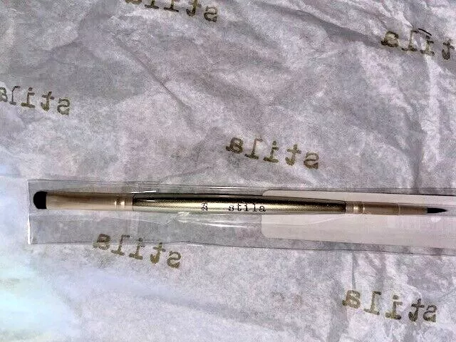 Stila # 28 Gold Dual Ended Make up Smudge and Line Brush Brand New