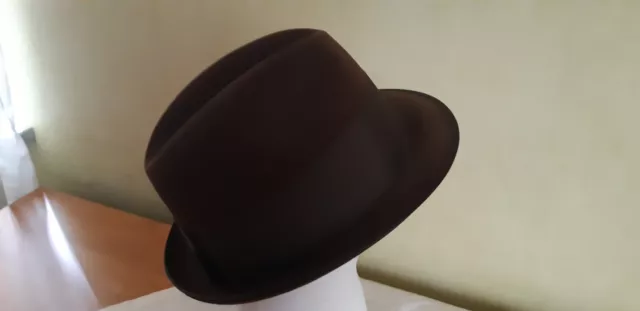 Hückel Herren Hut aus Haar, dunkelbraun, Gr. 56 aus den 60er Jahren
