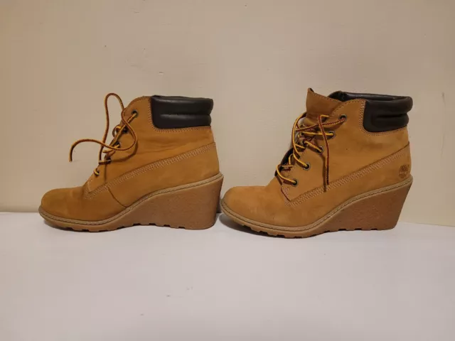 Timberland Women's Amston 6 Inch Wheat Nubuck Wedge Heel Boots 8251A Size 6