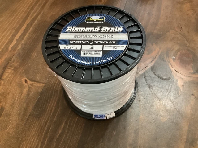 Momoi Diamond Hollow Braid Generation III Fishing Line-600 Yards-150 Lb White
