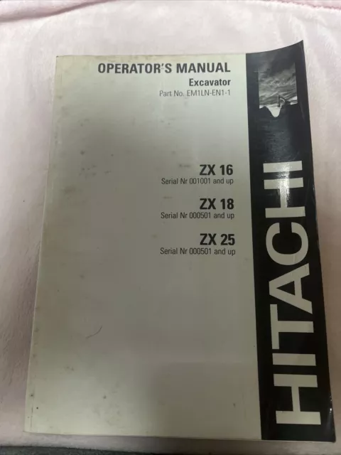 Hitachi Zaxis Zx 16 18 25 Excavator Operators Manual