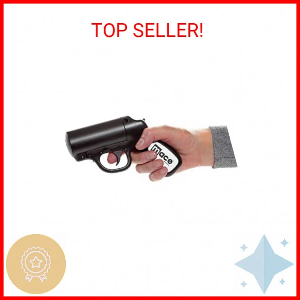 Mace Brand Pepper Spray Gun with Strobe LED or Gun Holster, Black