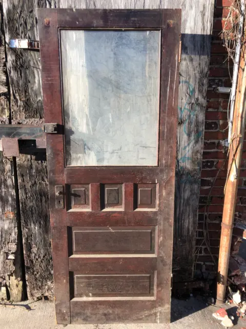 30x76” Unpainted Half-Glass Victorian Entry Door with Original Hardware 2