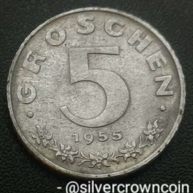 Austria 5 Groschen 1955. KM#2875. Zinc Five Cents Pence coin. Eagle. 2