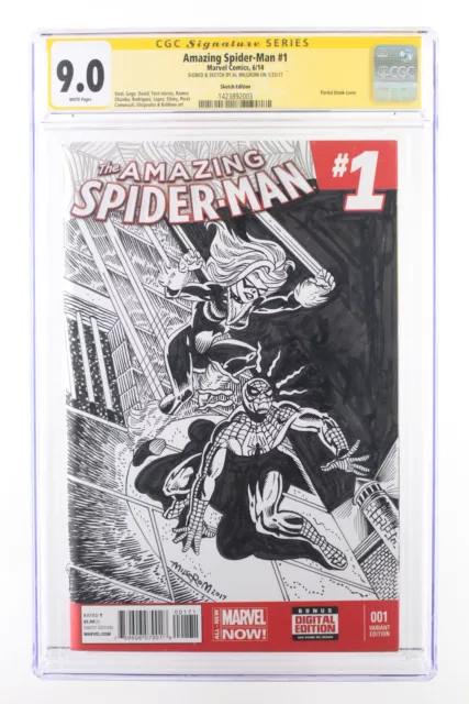 Amazing Spider-Man #1 - Marvel 2014 CGC 9.0 Sketch Var, Signed: Al Milgrom