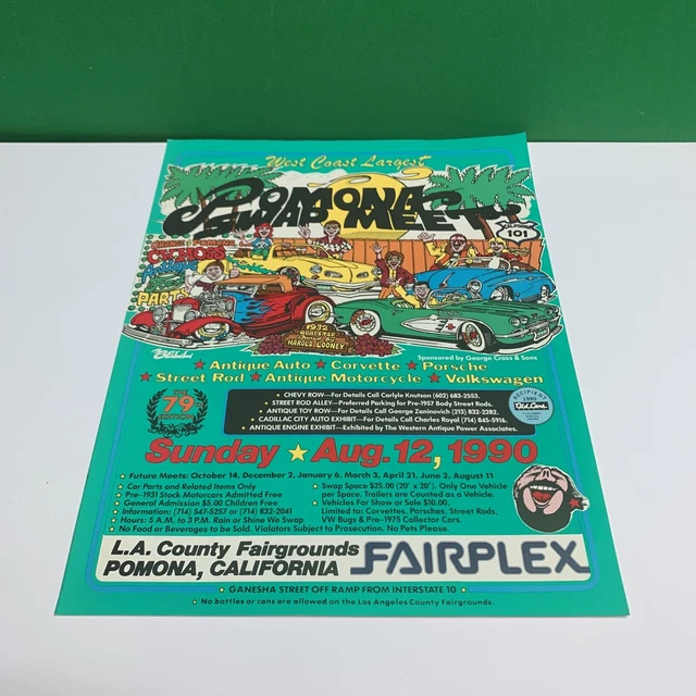 VINTAGE EDITION AUGUST 1990 Pomona Swap Meet/Car Show Flyer Art