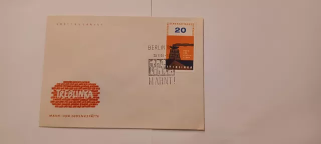 Ersttagsbrief DDR 1963 Mahn u Gedenkstätte Treblinka  gest. Berlin W8 20.8.63