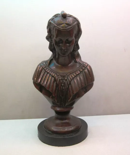 Vintage Egyptian Bronze Bust Statue On Marble Base 9.75" Tall