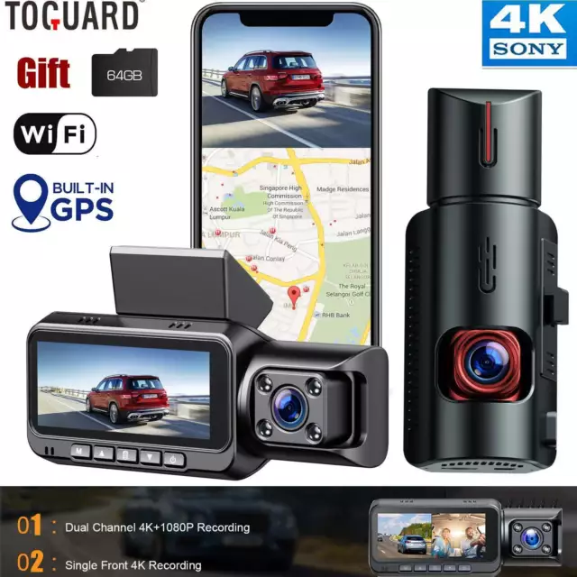 TOGUARD UHD 4K+1080P Dual DashCam WLAN GPS Auto Kamera DVR Recorder  Nachtsicht EUR 115,99 - PicClick DE