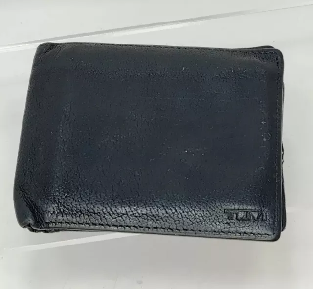 Mens Black Leather Tumi Bifold Wallet