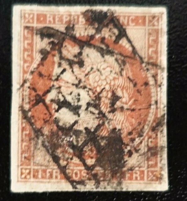 Frankreich Briefmarke Art Ceres N°6 Restauriert Abstempelung Grill 1849 Wert