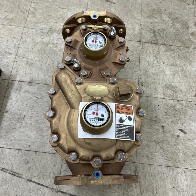 BADGER 6" CSM Recordall 1500 Dual Gauge Bronze Brass Water Meter NOS Flowmeter