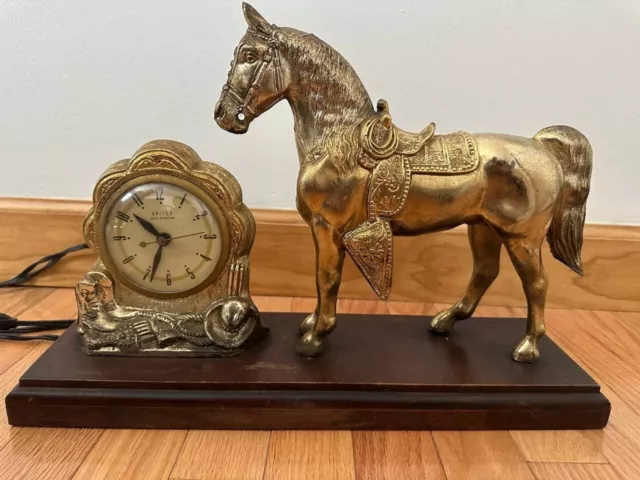 1950s United Clock Corp Horse Clock / Mantle Clock