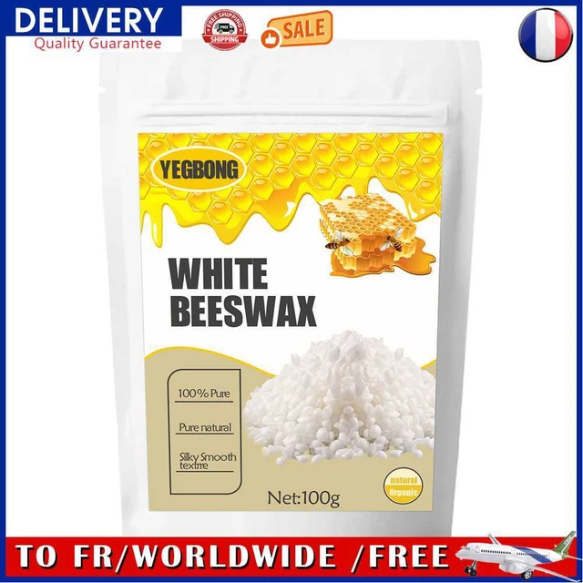 Pure Natural Beeswax Beads for Candle Lipstick Soap Making Bee Wax (White)