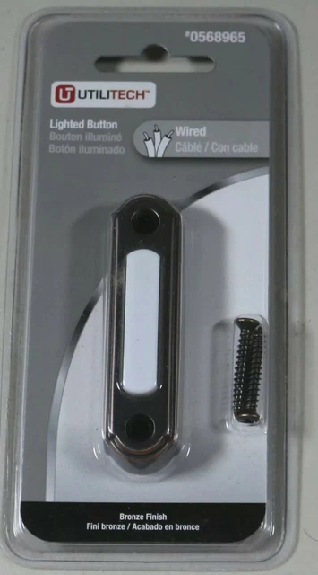 NUEVO Utilitech Combo Timbre Iluminado Botón Inserto Blanco Bronce Metal y Plástico