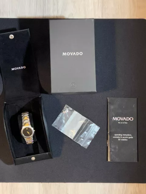 MOVADO AMOROSA 25MM Stainless Steel Black Women's Watch 81.A1.1842 Gently Used