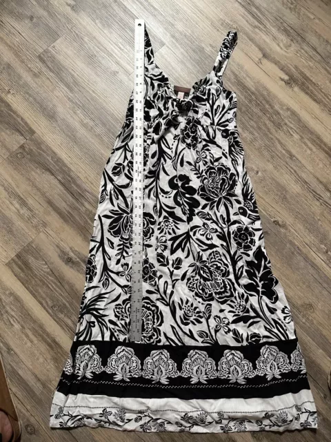 KNOX ROSE DRESS XS Sleeveless Fit Flare Adjustable Black White Floral ...
