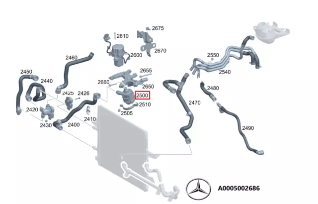 Original MERCEDES-BENZ A0005002686 Zusatzwasserpumpe W176 W247 C247 H247 W205