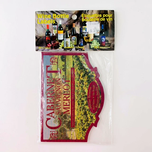 CABERNET SAUVIGNON MERLOT 30 Gummed Wine Bottle Labels Sealed